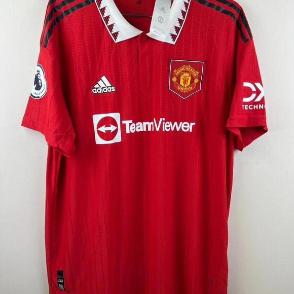NWT Adidas Manchester United Home Men's Long Sleeve Jersey Polo 22/23 size XL - Picture 1 of 9